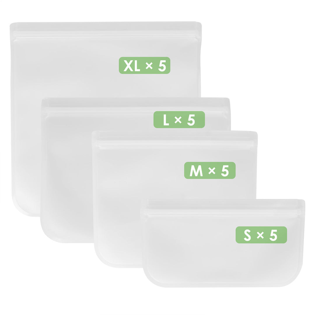 20Pcs Reusable Food Storage Bags 5 Sandwich Snack Gallon Quart Bag Leakproof BPA Free Food Container Freezer Safe Lunch Bag Tenko Store