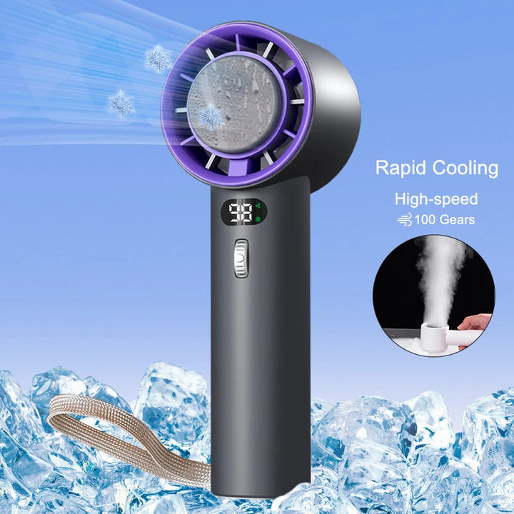 Portable Handheld Turbo Fan Cooling Semiconductor Refrigeration 3000mAh Battery Wind Speeds Adjustable Mini Personal Fan Tenko Store