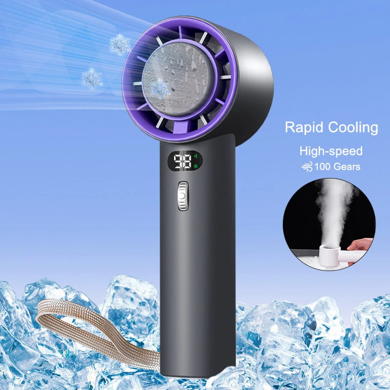 Portable Handheld Turbo Fan Cooling Semiconductor Refrigeration 3000mAh Battery Wind Speeds Adjustable Mini Personal Fan Tenko Store
