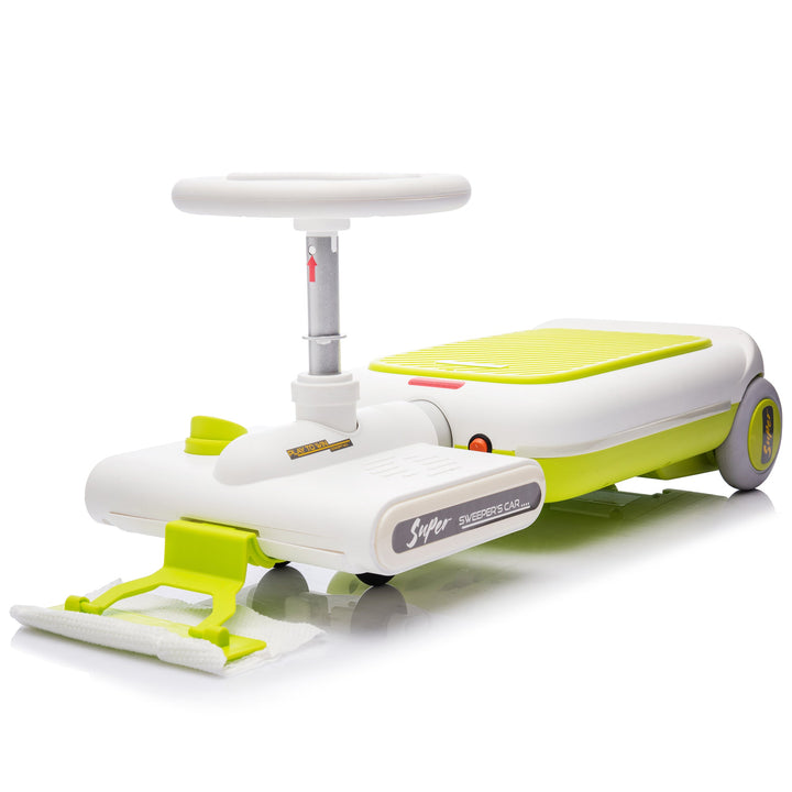 12V Cleaning Go Kart For Kids,55W Motor,Front with mop for cleaning,Length can extended by 6cm,Built in music and lighting functions,Provide a speed of 1.86 - 2.49MPH for kids aged 3 - 6 years old. - Tenko Co., Ltd.