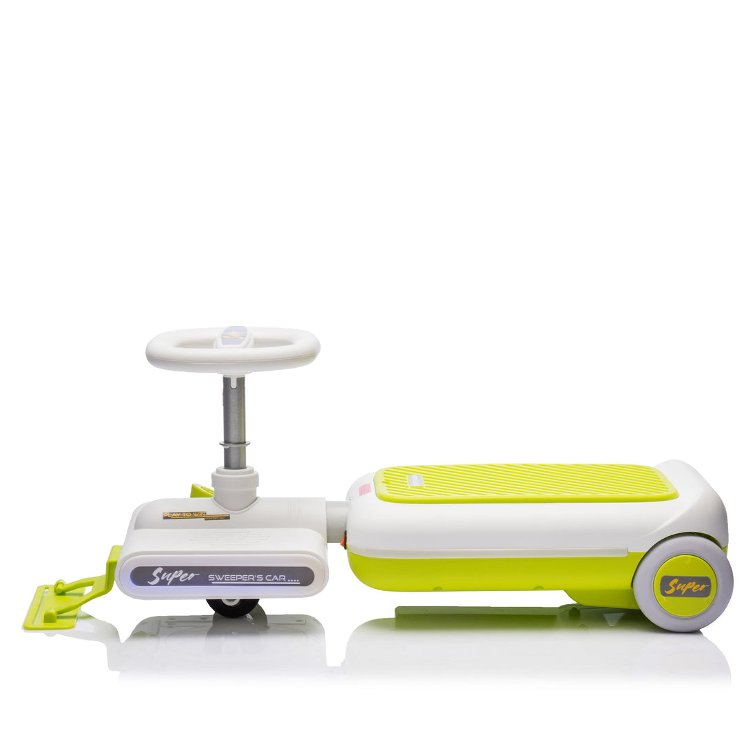12V Cleaning Go Kart For Kids,55W Motor,Front with mop for cleaning,Length can extended by 6cm,Built in music and lighting functions,Provide a speed of 1.86 - 2.49MPH for kids aged 3 - 6 years old. - Tenko Co., Ltd.