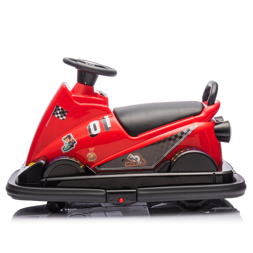 12V Kids Ride On Motor Bumper Car,integrating system,Rotate 360 degrees in place,Collision triggers sound effects and lights,Four - wheel waterfall light,Cute appearance design for kids aged 3 - 5. - Tenko Co., Ltd.