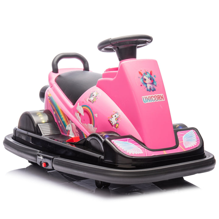 12V Kids Ride On Motor Bumper Car,integrating system,Rotate 360 degrees in place,Collision triggers sound effects and lights,Four - wheel waterfall light,Cute appearance design for kids aged 3 - 5. - Tenko Co., Ltd.