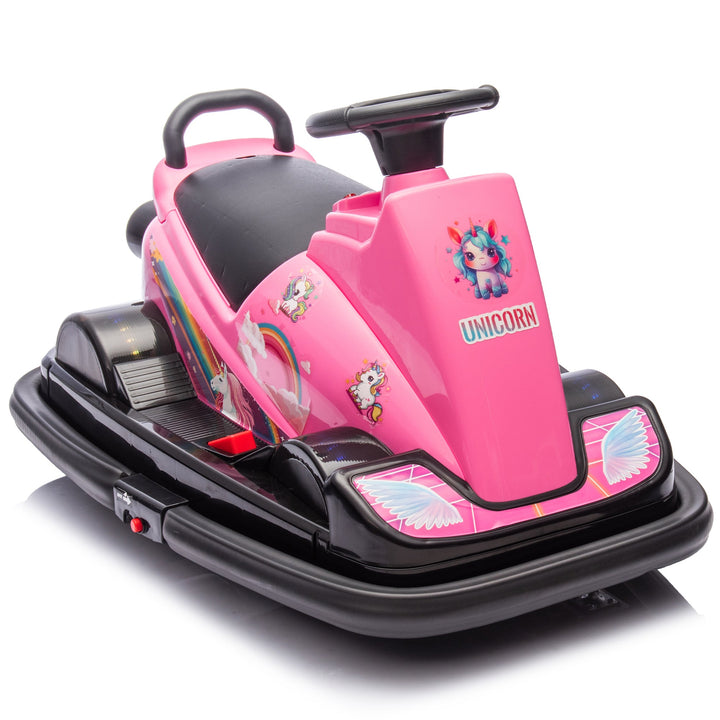 12V Kids Ride On Motor Bumper Car,integrating system,Rotate 360 degrees in place,Collision triggers sound effects and lights,Four - wheel waterfall light,Cute appearance design for kids aged 3 - 5. - Tenko Co., Ltd.
