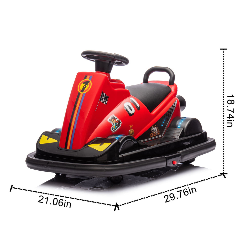 12V Kids Ride On Motor Bumper Car,integrating system,Rotate 360 degrees in place,Collision triggers sound effects and lights,Four - wheel waterfall light,Cute appearance design for kids aged 3 - 5. - Tenko Co., Ltd.