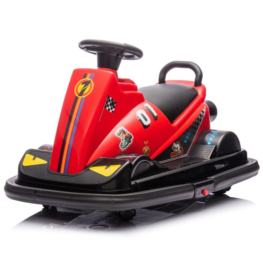 12V Kids Ride On Motor Bumper Car,integrating system,Rotate 360 degrees in place,Collision triggers sound effects and lights,Four - wheel waterfall light,Cute appearance design for kids aged 3 - 5. - Tenko Co., Ltd.