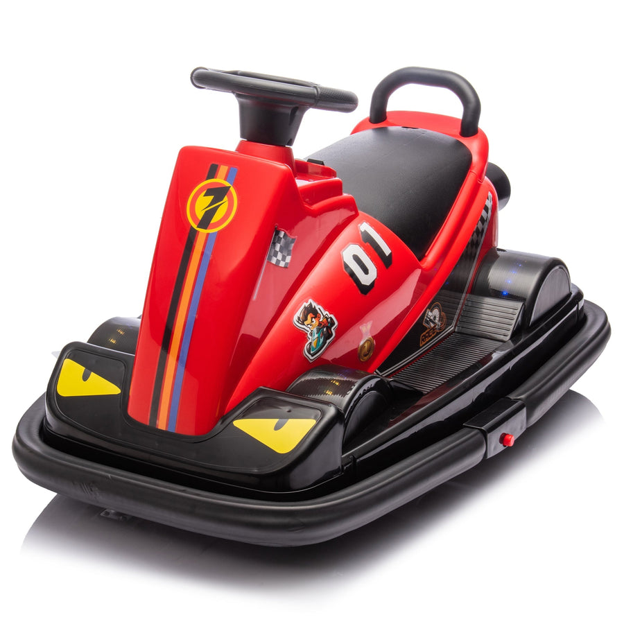12V Kids Ride On Motor Bumper Car,integrating system,Rotate 360 degrees in place,Collision triggers sound effects and lights,Four - wheel waterfall light,Cute appearance design for kids aged 3 - 5. - Tenko Co., Ltd.