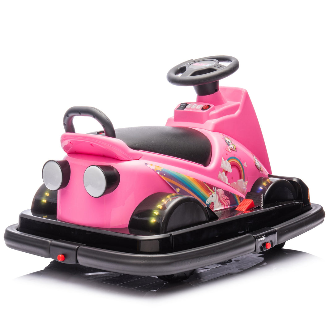 12V Kids Ride On Motor Bumper Car,integrating system,Rotate 360 degrees in place,Collision triggers sound effects and lights,Four - wheel waterfall light,Cute appearance design for kids aged 3 - 5. - Tenko Co., Ltd.