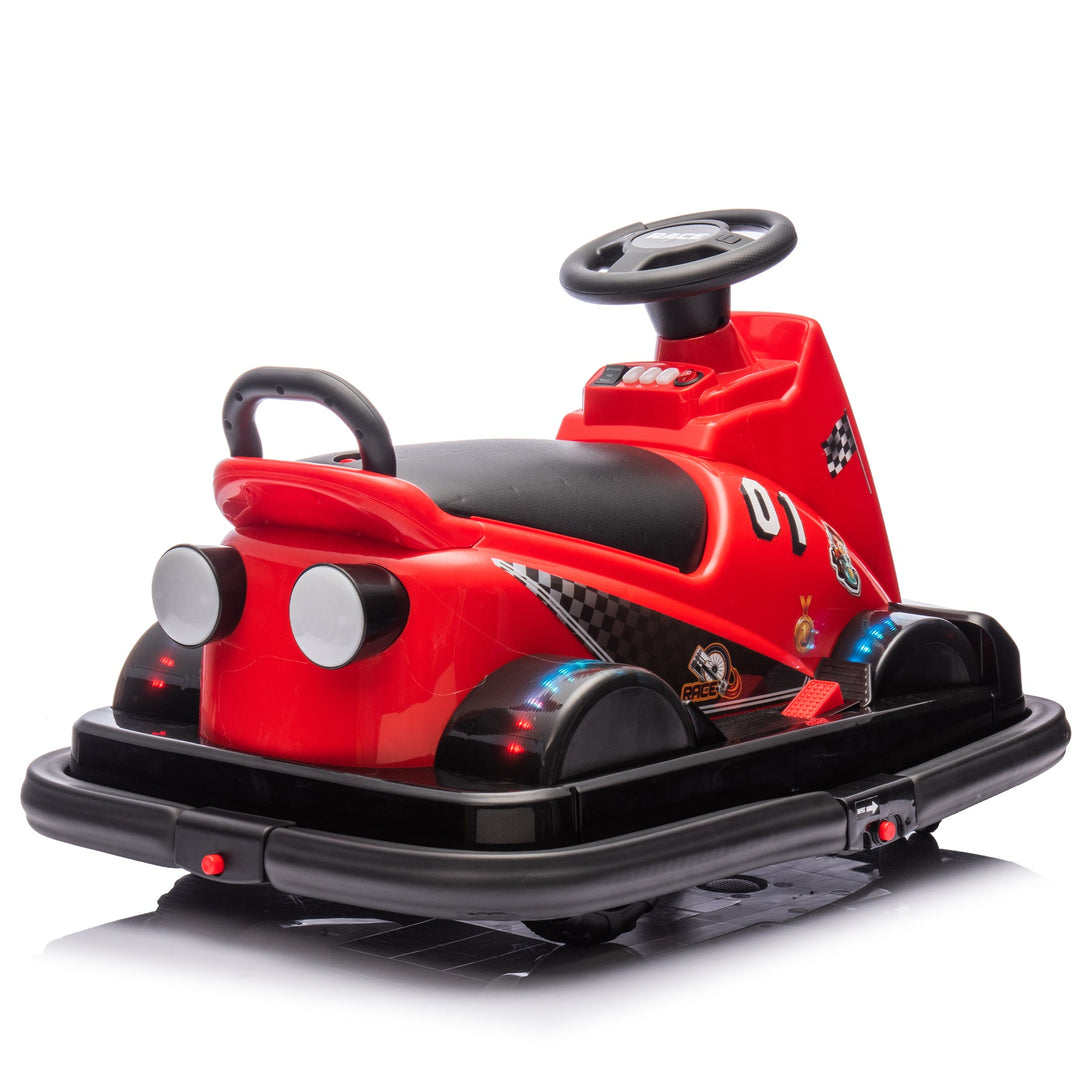 12V Kids Ride On Motor Bumper Car,integrating system,Rotate 360 degrees in place,Collision triggers sound effects and lights,Four - wheel waterfall light,Cute appearance design for kids aged 3 - 5. - Tenko Co., Ltd.