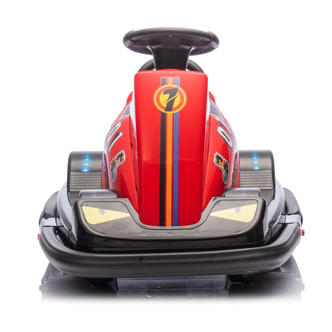 12V Kids Ride On Motor Bumper Car,integrating system,Rotate 360 degrees in place,Collision triggers sound effects and lights,Four - wheel waterfall light,Cute appearance design for kids aged 3 - 5. - Tenko Co., Ltd.