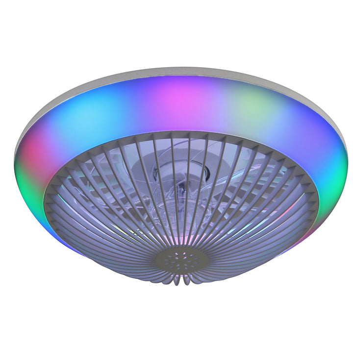 15 Inch RGB Dimmable Led Enclosed Ceiling Fan with Light Modern Bladeless 6 Speed Remote Control for Bedroom Kids Room Party - Tenko Co., Ltd.