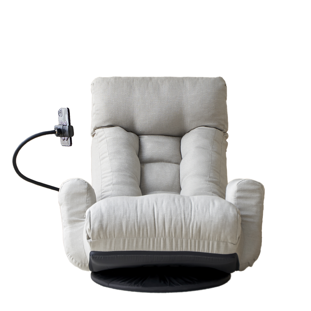Adjustable Greay Swivel Lounge Chair with 360-Degree Rotating Seat and Headrest Support, Leisure Chair Deck Chair - Game Chair for Living Room - Tenko Co., Ltd.