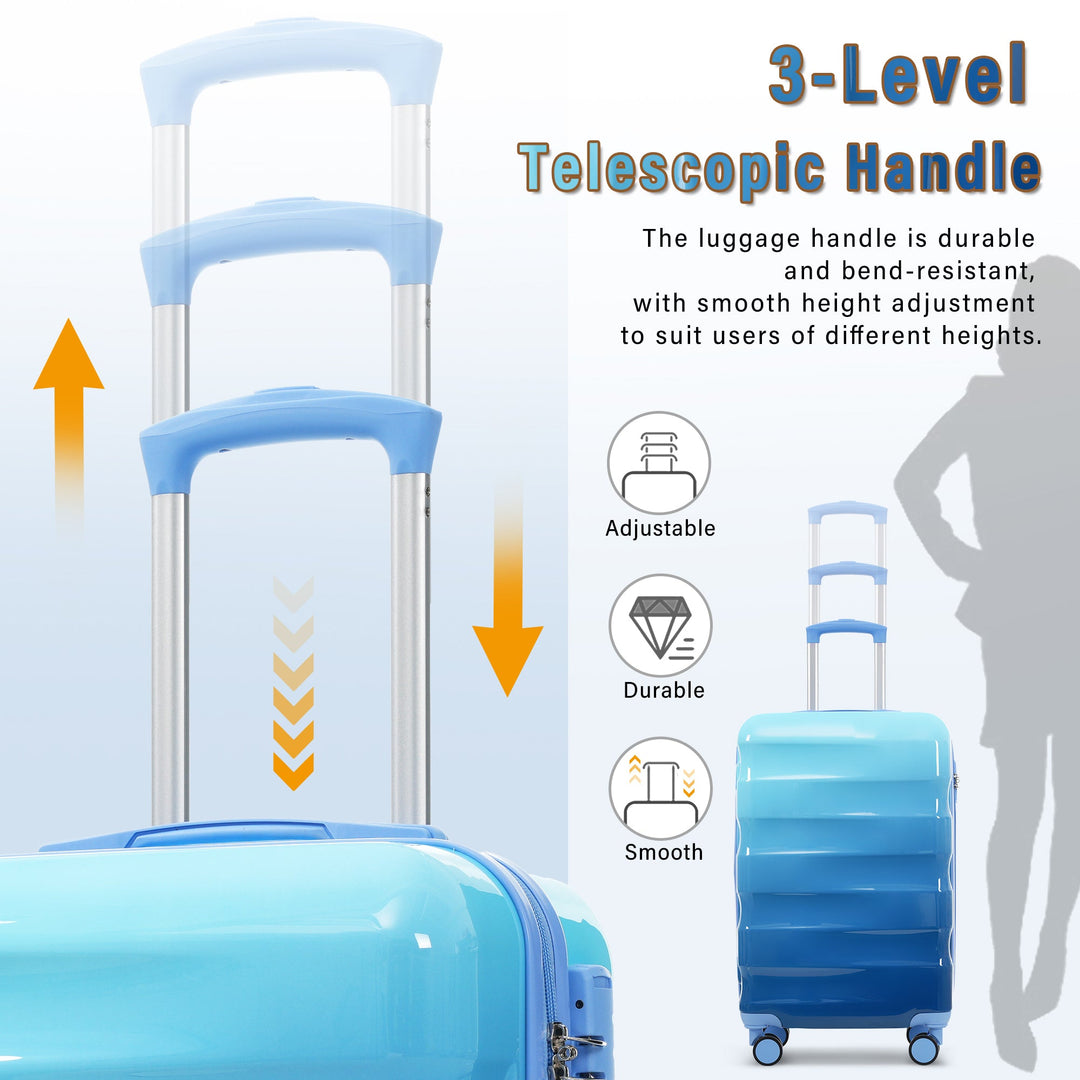 20' Carry - on Luggage with Cup Holder – Lightweight Glossy Hardshell Suitcases with Spinner Wheels, TSA Lock, Airline Approved, 2 Piece Set - Tenko Co., Ltd.
