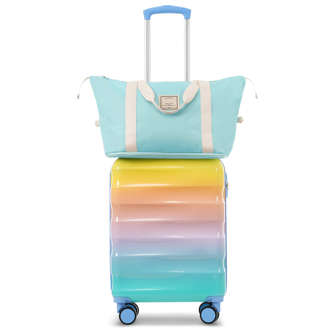 20' Carry - on Luggage with Cup Holder – Lightweight Glossy Hardshell Suitcases with Spinner Wheels, TSA Lock, Airline Approved, 2 Piece Set - Tenko Co., Ltd.