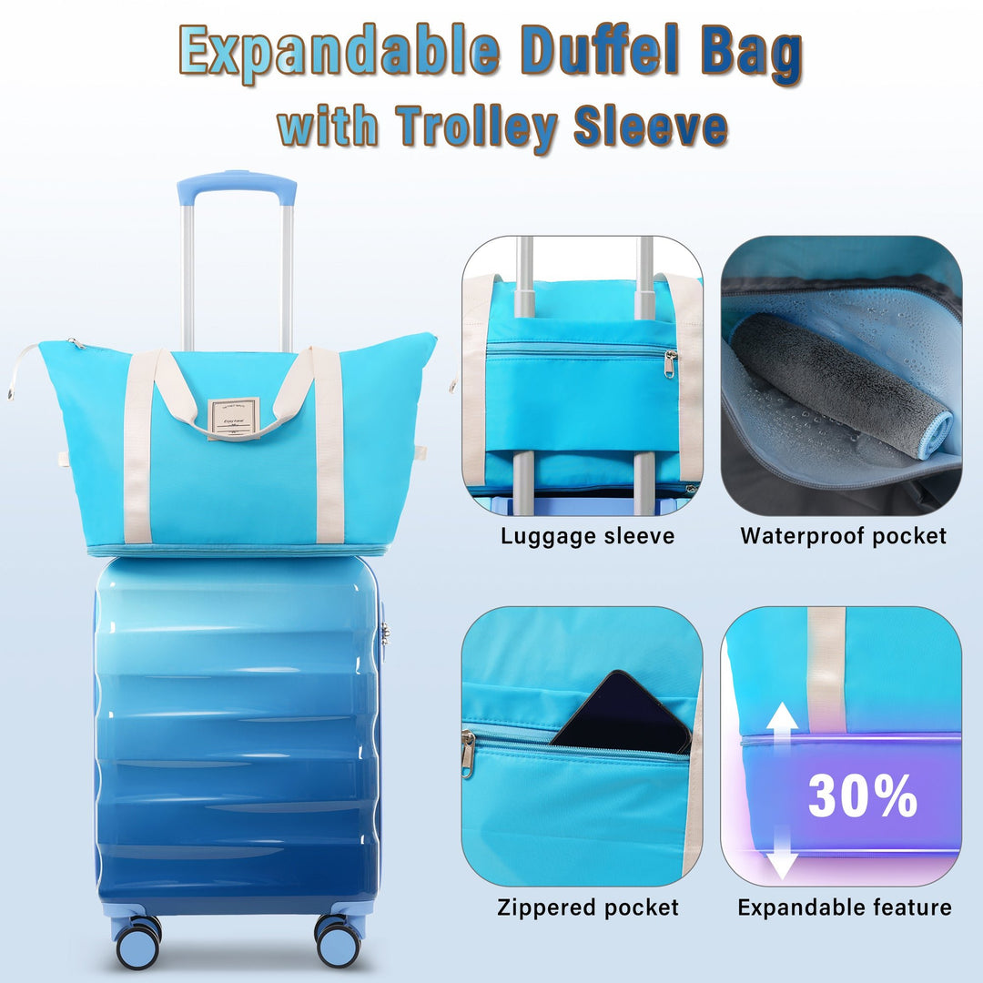 20' Carry - on Luggage with Cup Holder – Lightweight Glossy Hardshell Suitcases with Spinner Wheels, TSA Lock, Airline Approved, 2 Piece Set - Tenko Co., Ltd.