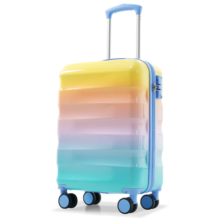 20' Carry - on Luggage with Cup Holder – Lightweight Glossy Hardshell Suitcases with Spinner Wheels, TSA Lock, Airline Approved, 2 Piece Set - Tenko Co., Ltd.