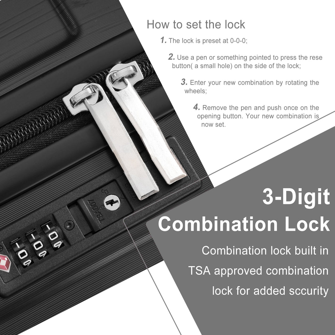 20 - Inch Hardshell Carry - On Luggage, Lightweight Durable ABS Suitcase with Spinner Wheels, Built - in TSA Lock, 2 Packing Cubes, Black - Tenko Co., Ltd.