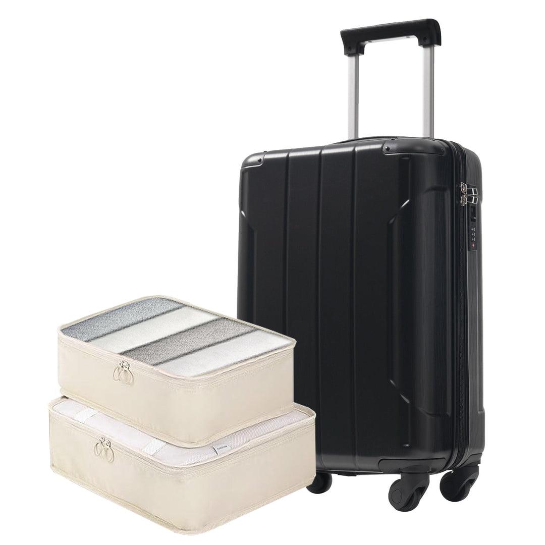 20 - Inch Hardshell Carry - On Luggage, Lightweight Durable ABS Suitcase with Spinner Wheels, Built - in TSA Lock, 2 Packing Cubes, Black - Tenko Co., Ltd.
