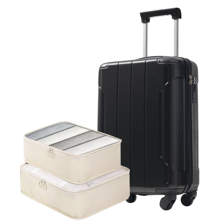 20 - Inch Hardshell Carry - On Luggage, Lightweight Durable ABS Suitcase with Spinner Wheels, Built - in TSA Lock, 2 Packing Cubes, Black - Tenko Co., Ltd.