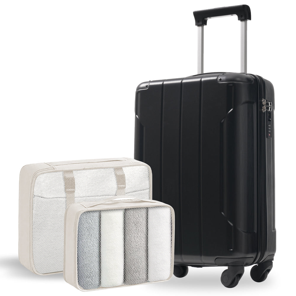 20 - Inch Hardshell Carry - On Luggage, Lightweight Durable ABS Suitcase with Spinner Wheels, Built - in TSA Lock, 2 Packing Cubes, Black - Tenko Co., Ltd.