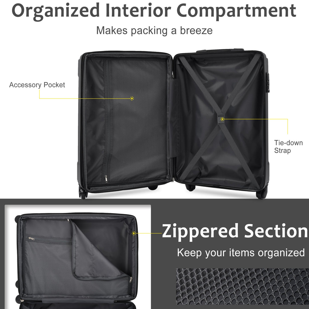 20 - Inch Hardshell Carry - On Luggage, Lightweight Durable ABS Suitcase with Spinner Wheels, Built - in TSA Lock, 2 Packing Cubes, Black - Tenko Co., Ltd.