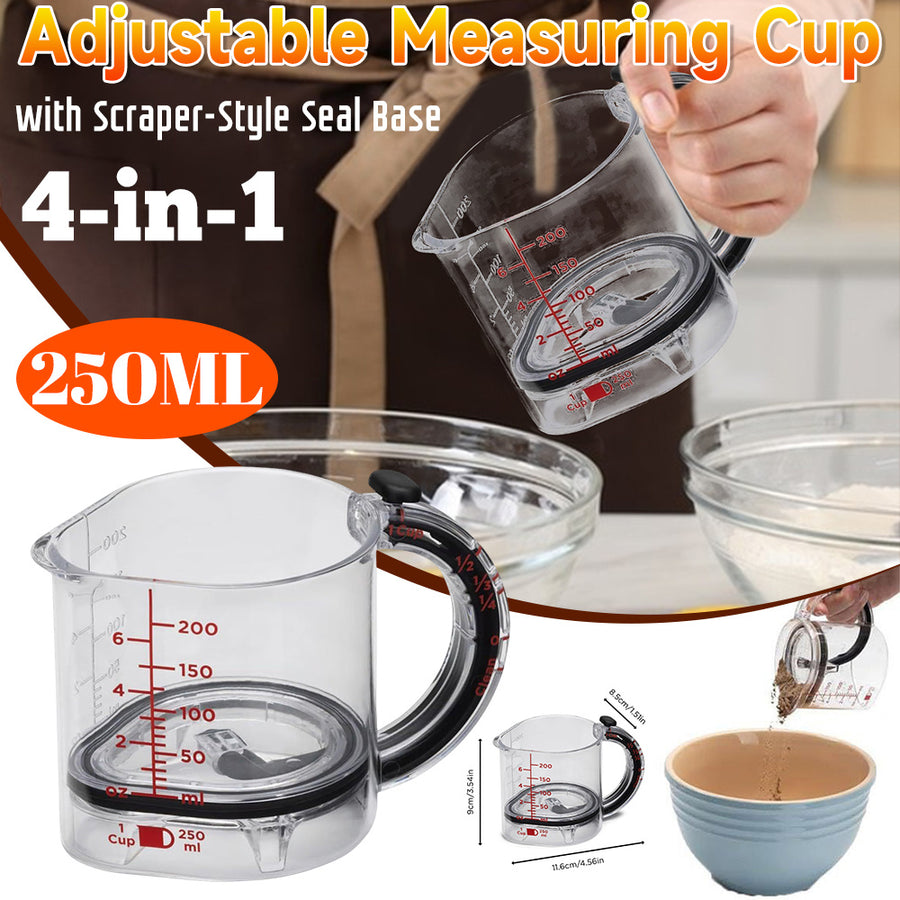4-In-1 Adjustable Measuring Cup Multi-Functional Measuring Cup With Scraper-Style Seal Base Measurings Cube Cups For Cooking Tenko Store