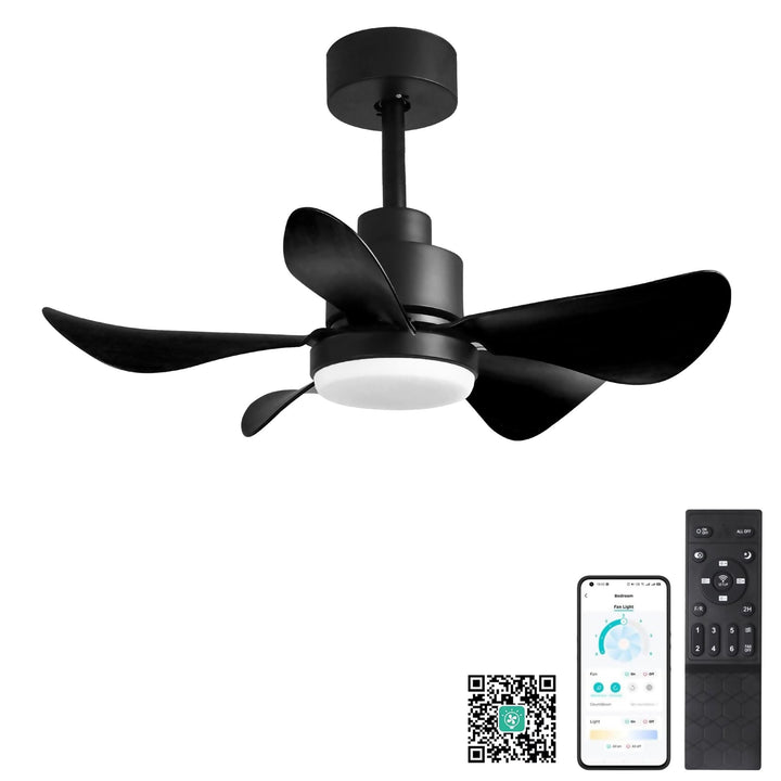 28' Ceiling Fans with Lights and Remote/APP Control, Low Profile Ceiling Fans with 5 Reversible Blades 3 Colors Dimmable 6 Speeds Ceiling Fan for Bedroom Kitchen - Tenko Co., Ltd.