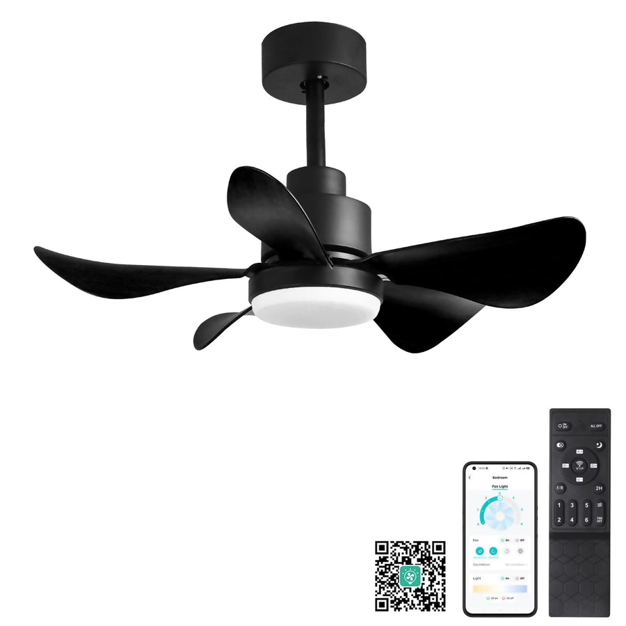 28' Ceiling Fans with Lights and Remote/APP Control, Low Profile Ceiling Fans with 5 Reversible Blades 3 Colors Dimmable 6 Speeds Ceiling Fan for Bedroom Kitchen - Tenko Co., Ltd.