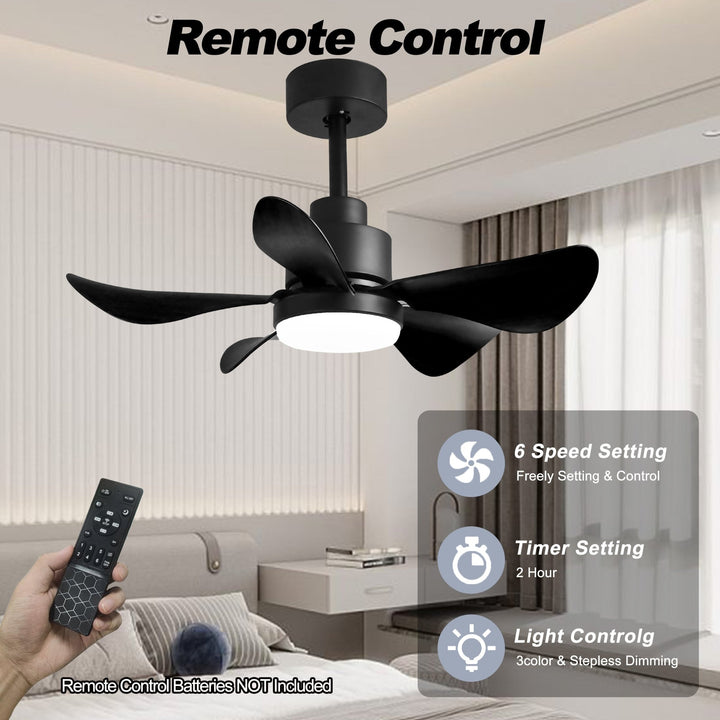 28' Ceiling Fans with Lights and Remote/APP Control, Low Profile Ceiling Fans with 5 Reversible Blades 3 Colors Dimmable 6 Speeds Ceiling Fan for Bedroom Kitchen - Tenko Co., Ltd.