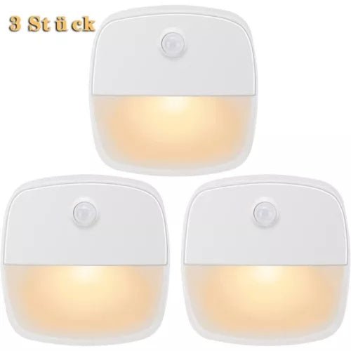 3 Pack Motion Sensor LED Night Light Battery Operated, Wireless Wall Lamp for Stairs, Closet, Hallway, Auto On/Off Sensor Lights - Tenko Co., Ltd.