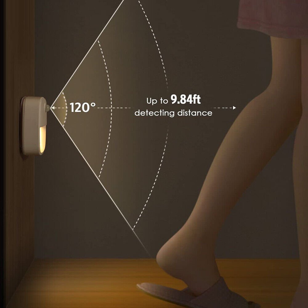 3 Pack Motion Sensor LED Night Light Battery Operated, Wireless Wall Lamp for Stairs, Closet, Hallway, Auto On/Off Sensor Lights - Tenko Co., Ltd.