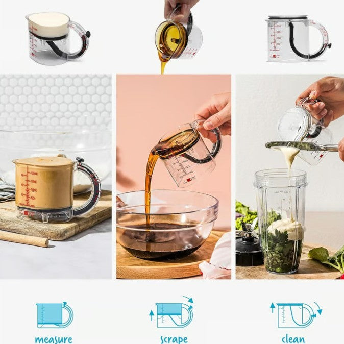 4-In-1 Adjustable Measuring Cup Multi-Functional Measuring Cup With Scraper-Style Seal Base Measurings Cube Cups For Cooking Tenko Store