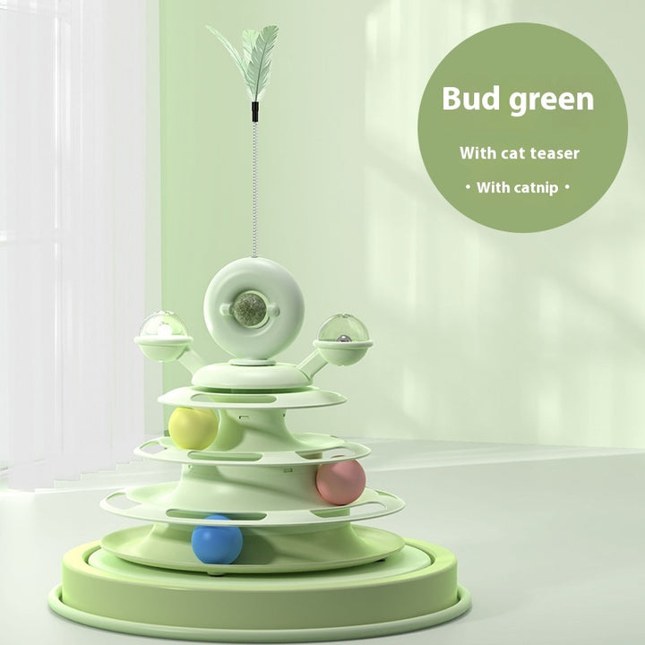 4 Levels Cat Toy Tower Turntable Roller Balls Toys Interactive Intelligence Pets Toys Training Track Puzzle Funny Games Accessories Pet Products Tenko Store