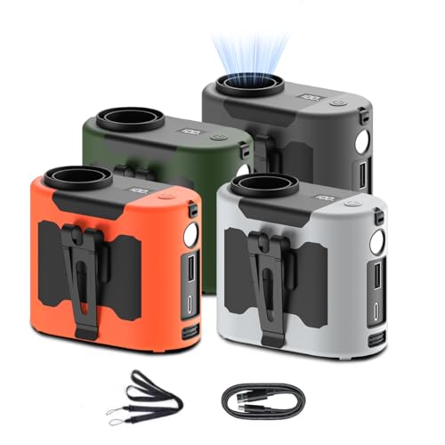 腰掛け扇風機 大容量バッテリー 10000mAh アウトドア ネックファン 防塵＆防水設計 電池残量表示 常時点灯/SOSモードライト搭載 ネックストラップ付属 フードデリバリー・宅配・登山・釣りに対応 (オレンジ)