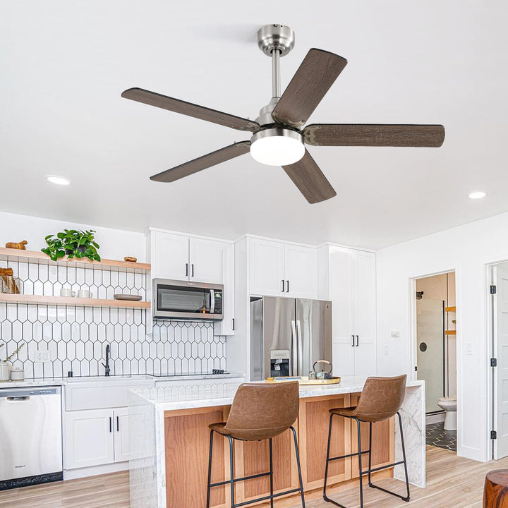 42 Inch Ceiling Fan 5 Blades Noiseless Reversible Dc Motor Remote Control With Led Light - Tenko Co., Ltd.