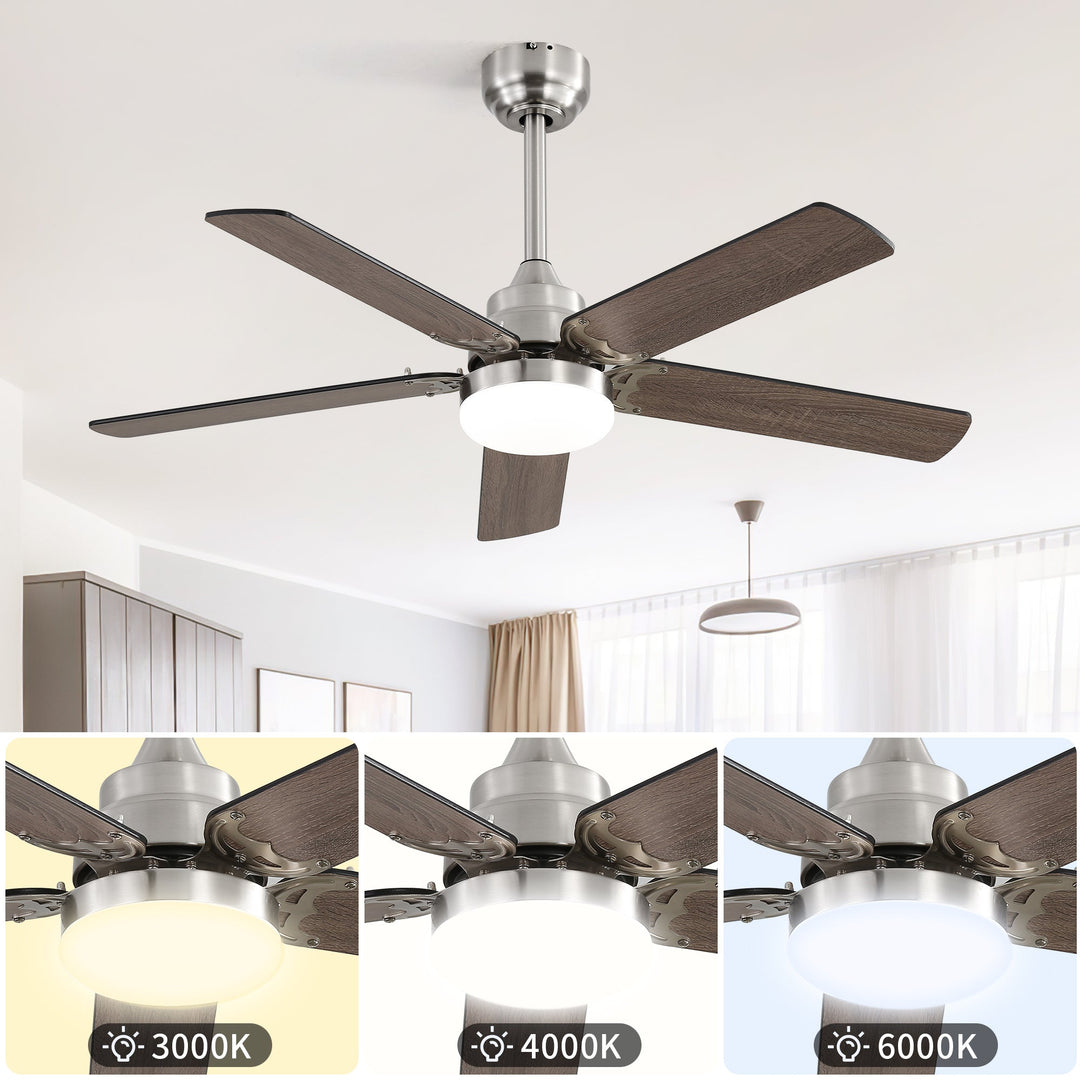 42 Inch Ceiling Fan 5 Blades Noiseless Reversible Dc Motor Remote Control With Led Light - Tenko Co., Ltd.