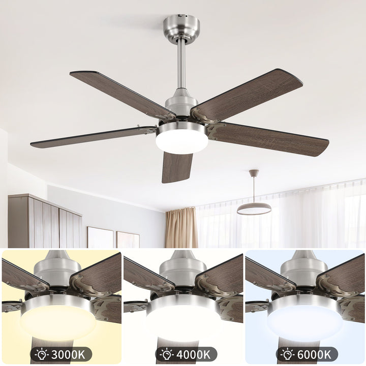 42 Inch Ceiling Fan 5 Blades Noiseless Reversible Dc Motor Remote Control With Led Light - Tenko Co., Ltd.