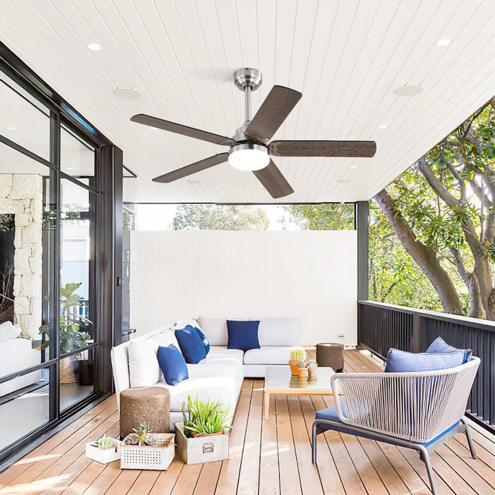 42 Inch Ceiling Fan 5 Blades Noiseless Reversible Dc Motor Remote Control With Led Light - Tenko Co., Ltd.