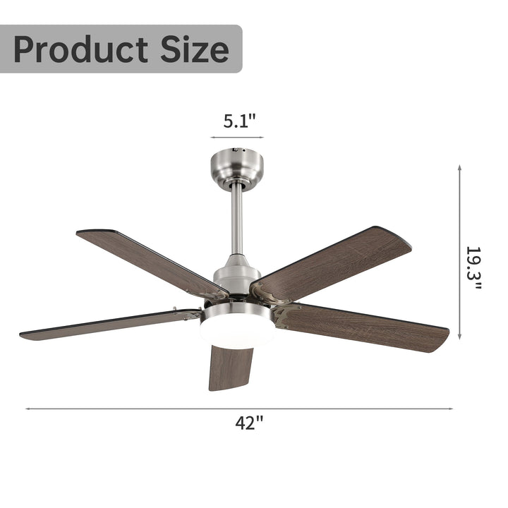 42 Inch Ceiling Fan 5 Blades Noiseless Reversible Dc Motor Remote Control With Led Light - Tenko Co., Ltd.