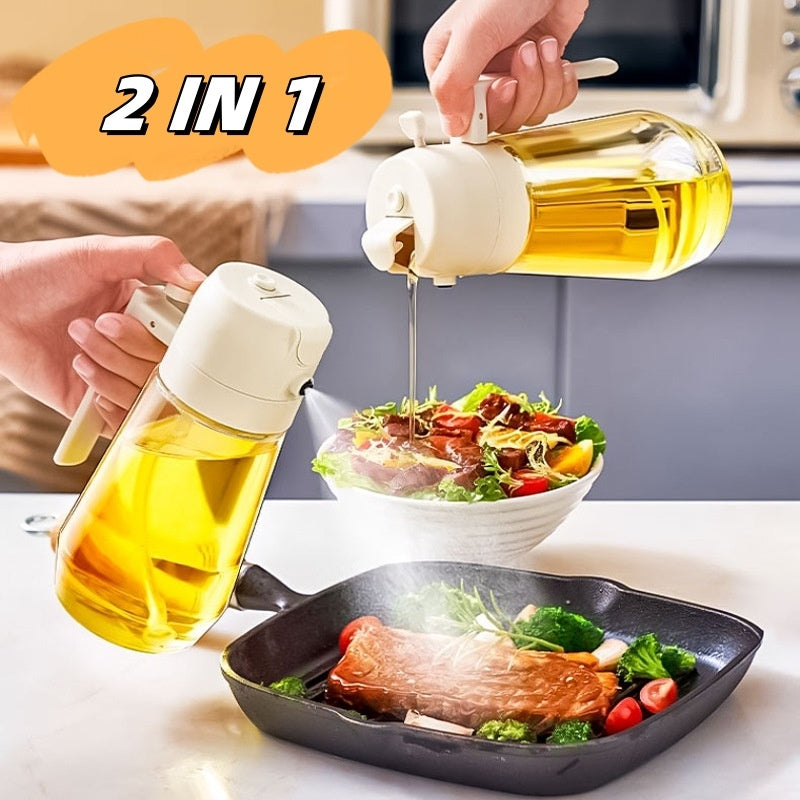 470ML Olive Oil Sprayer Dispenser For Cooking BBQ 2 In 1 Glass Oil Vinegar Soy Sauce Spray Kitchen Oil Bottle For Air Fryer Tenko Store