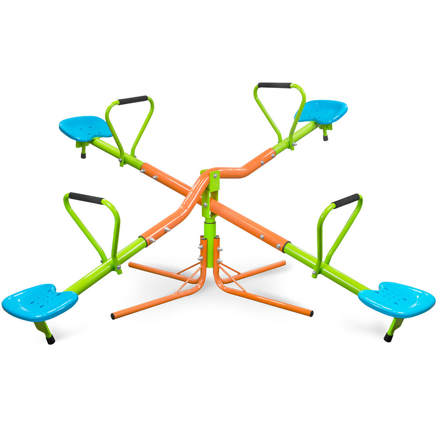 Outdoor Playground Seesaw with 360-Degree Rotation for Kids, Sturdy Plastic Seats in Blue and Green XSS004 - Tenko Co., Ltd.