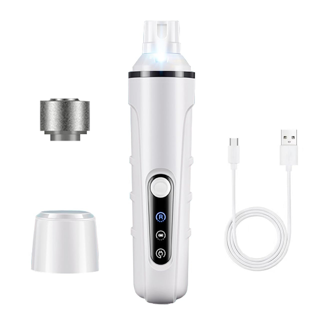 ペット用電動爪トリマー 犬用猫用 LEDライト付き 爪やすりネイルケア 静音設計 3つの研削ポート USB充電式 低騒音・低振動 大型のペットも適用 7時間連続稼働 自宅でプロケア (交換研削ヘッド付き)