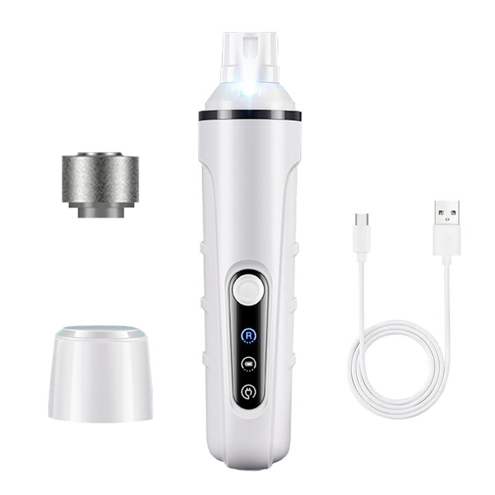 ペット用電動爪トリマー 犬用猫用 LEDライト付き 爪やすりネイルケア 静音設計 3つの研削ポート USB充電式 低騒音・低振動 大型のペットも適用 7時間連続稼働 自宅でプロケア (交換研削ヘッド付き)