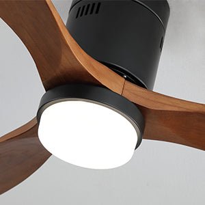 52 Inch Ceiling Fan With Lights 3 Solid Wood Fan Blade Noiseless Reversible Motor Smart Remote Control - Tenko Co., Ltd.