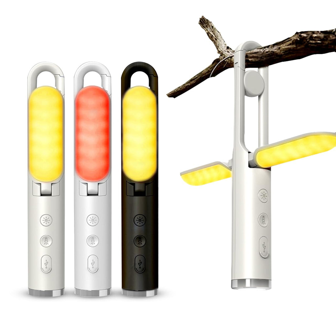 キャンプランタン 懐中電灯 軽量 携帯便利 折り畳み式 3色モード LED 10時間連続点灯 充電機能 カラビナ付き 38×237mm/151g 緊急SOS アウトドア キャンプ 家庭照明 防災グッズ 非常用 (グリーン)