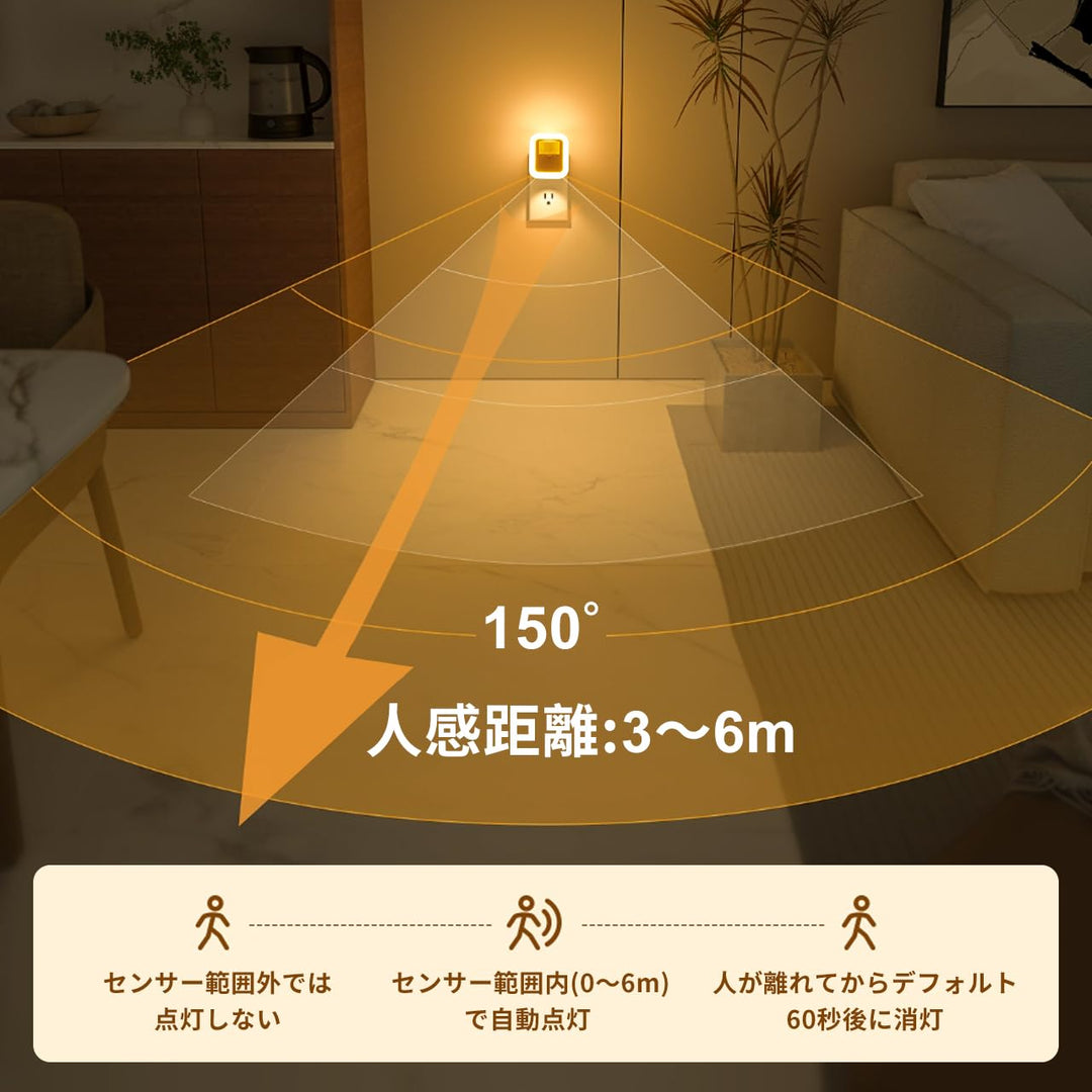 人感センサーLEDライト リモコン付き タイマー設定可能 常時点灯可能 暗所で点灯 明所で消灯 手動スイッチ付き シンプル設置 配線不要 3段階調光 待機電力0.1W 人感距離3～6m対応 高輝度 低輝度 切替式 (電球色)