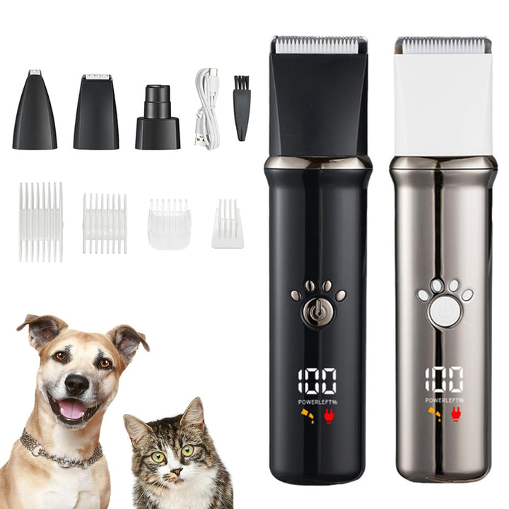 ペット用簡単バリカン 多機能 全身カット 全犬種・猫種対応 充電式・防水トリミング 刈り高さ調整可能 電動爪トリマー 爪切り 足裏・耳裏・顔周り・お尻・肉球部分カット・全身トリミング用 USB充電・コードレス (シルバー)
