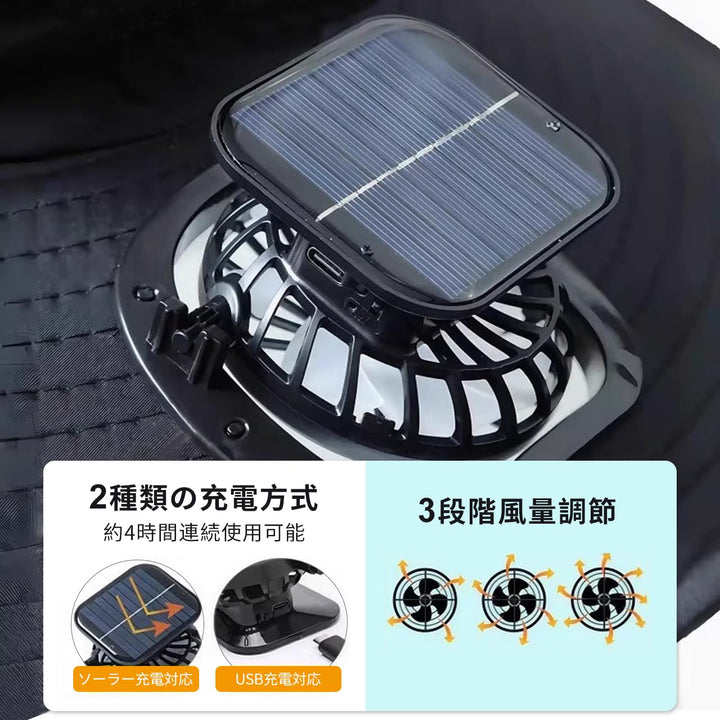 [Ｒａｙｚｏｎｉｃ] ソーラーファンハット 双扇風機付き帽子 大風量 釣り用帽子 USB充電・ソーラー充電対応 3段階風量調節 12cmつば ファン付きハット 日焼け防止 通気メッシュ帽体 通気性 吸湿速乾 熱中症対策 釣り 登山用 (カモフラージュカーキ)