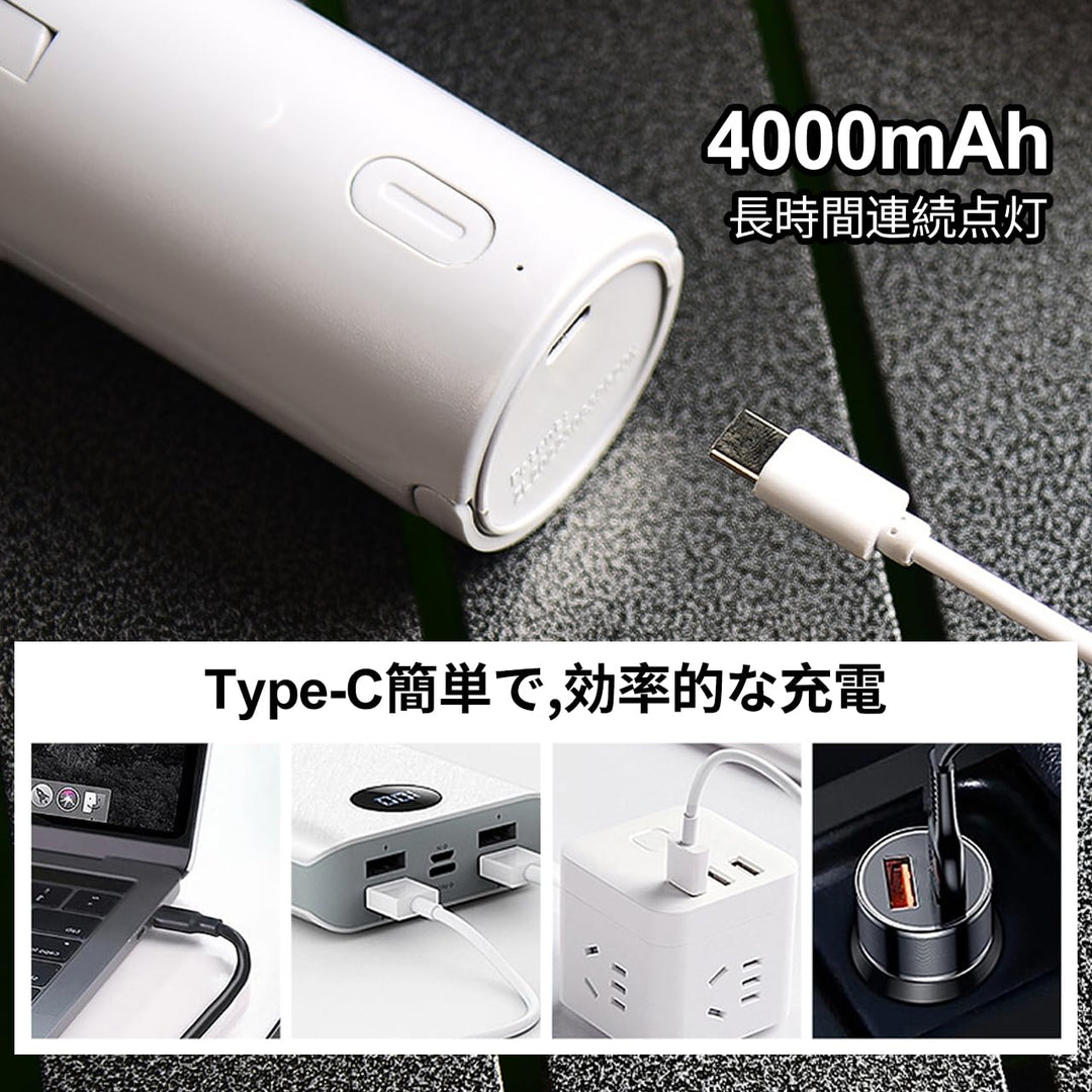 折り畳みランタン キャンプライト 折り畳み式 テーブルランプ 4000mAh大容量 3枚式パネル構造 コンパクト 206g・195mm 軽量 Type-C充電 3色調節可能 伸縮フック 隠しカラビナ 底部吊り輪 ナイトライト アウトドア/室内兼用 意匠特許 - Tenko Co., Ltd.