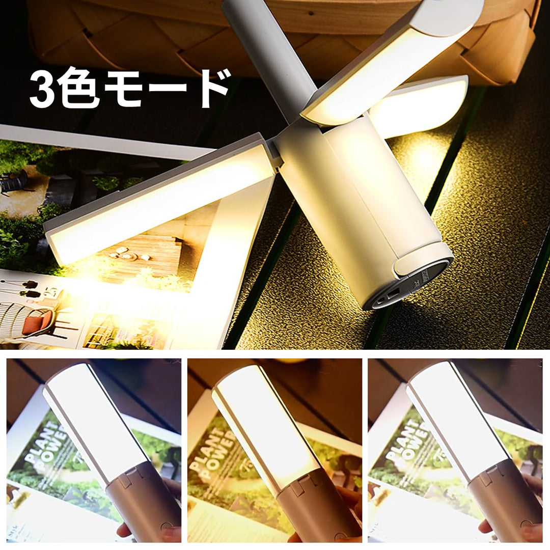 折り畳みランタン キャンプライト 折り畳み式 テーブルランプ 4000mAh大容量 3枚式パネル構造 コンパクト 206g・195mm 軽量 Type-C充電 3色調節可能 伸縮フック 隠しカラビナ 底部吊り輪 ナイトライト アウトドア/室内兼用 意匠特許 - Tenko Co., Ltd.